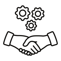 handshake icon with gears