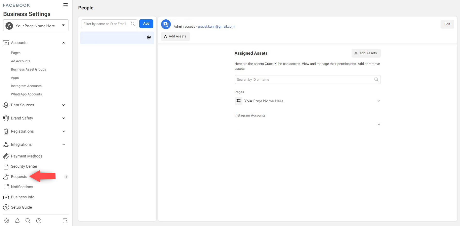 Requests Tab Business Manager Requests