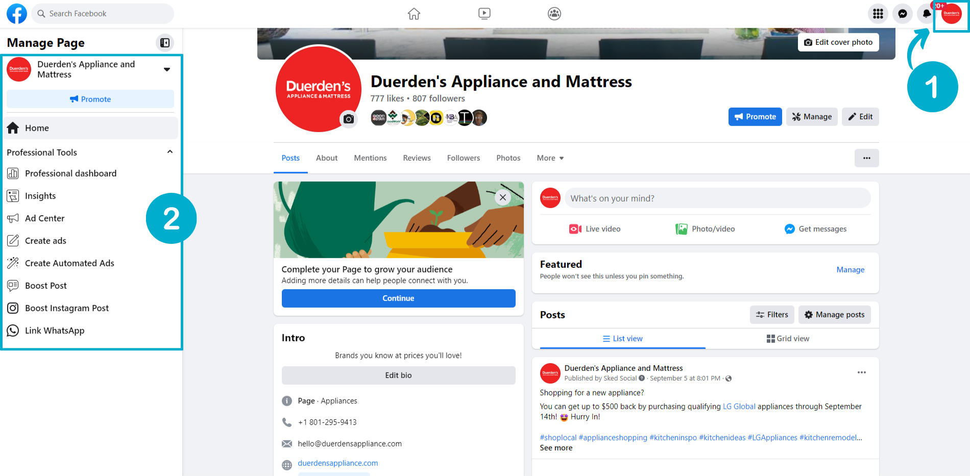 FB New Pages Experience View screenshot of facebook new pages experience admin view