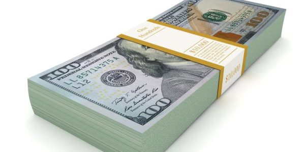 Money stack USA dollar banknotes